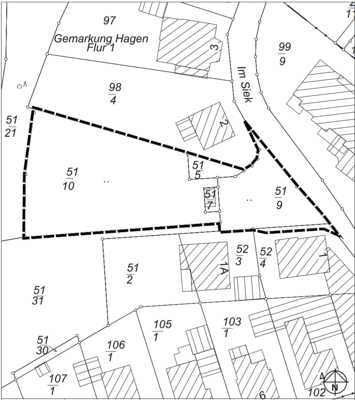 Geltungsbereich B-Plan 117 "Friedhof", 1. Änderung